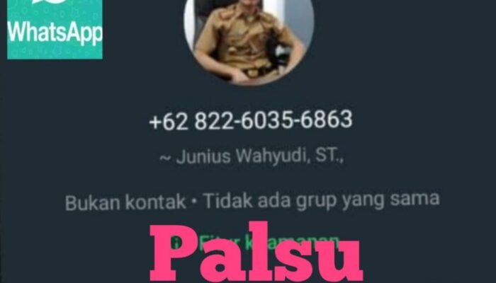 WhatsApp Mengatas Namakan Junius Wahyudi ST, ini Akun Palsu